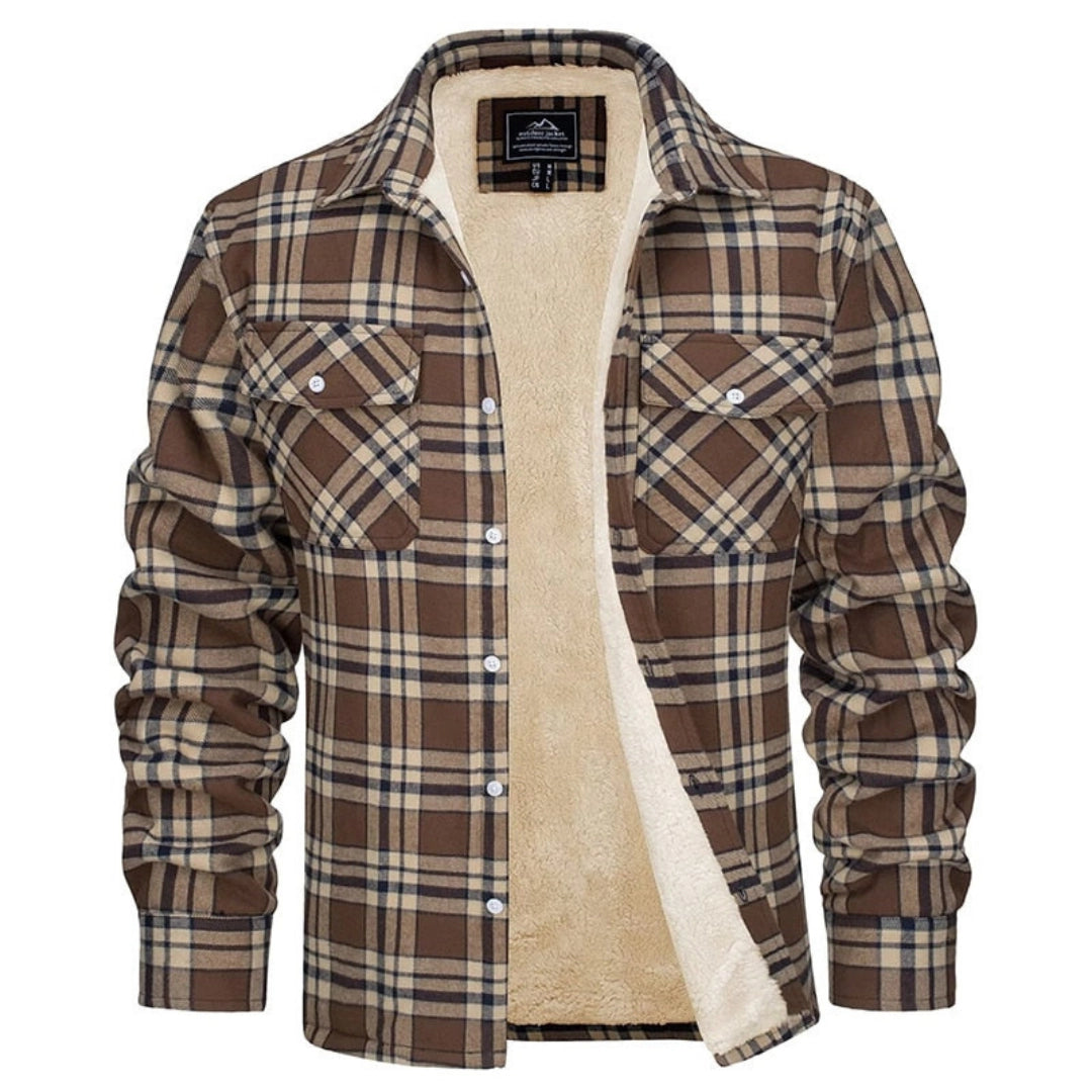 Men's Insulated Sherpa Jacket Warm Plaid