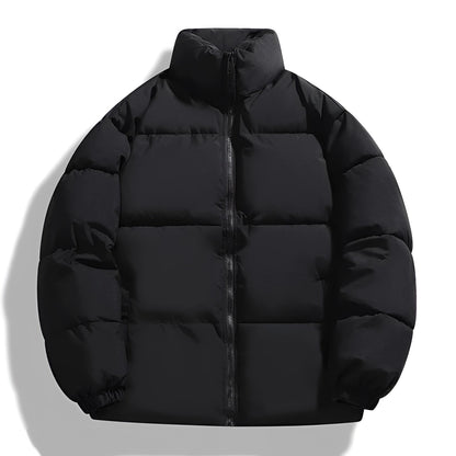 Men's Down Puffer Jacket Ivory High Collar Insulated