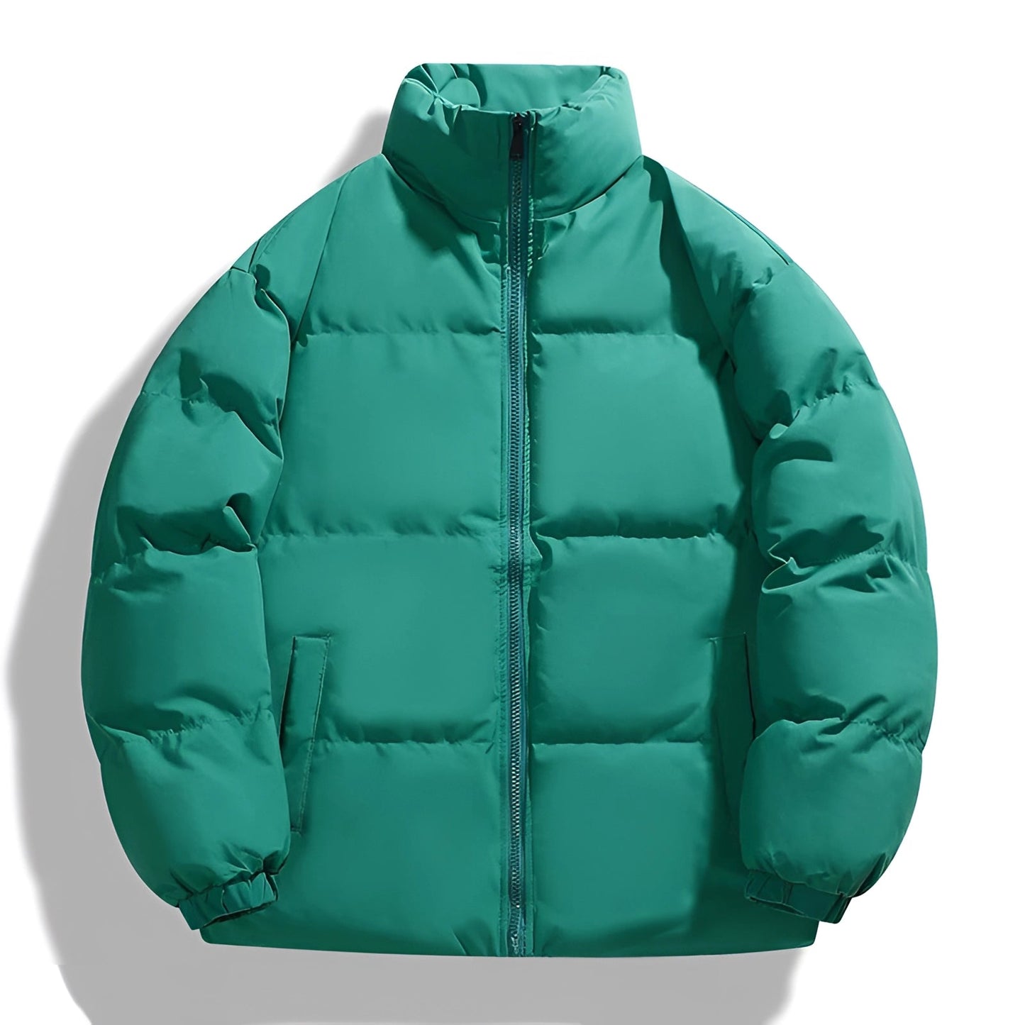 Men's Down Puffer Jacket Ivory High Collar Insulated