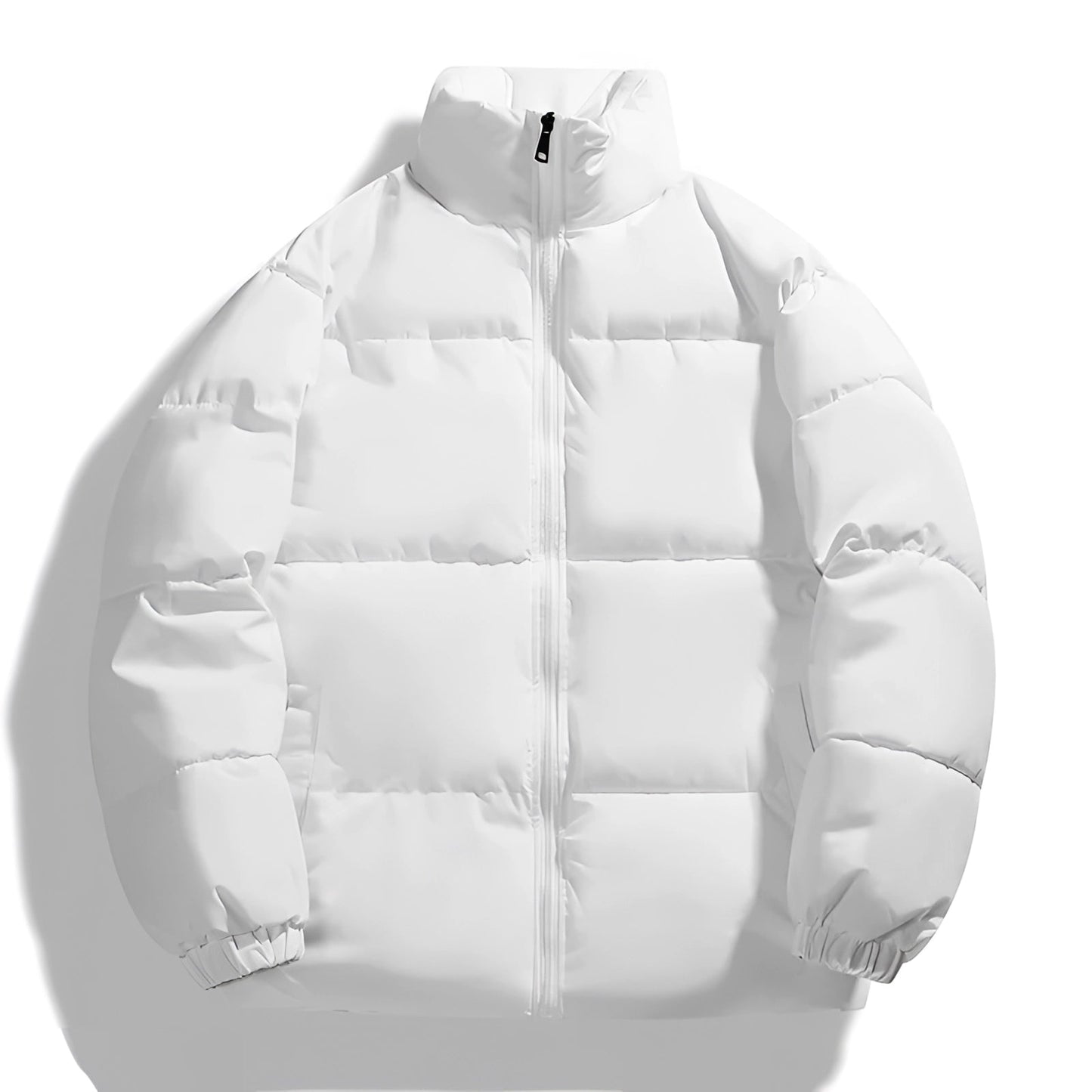 Men's Down Puffer Jacket Ivory High Collar Insulated