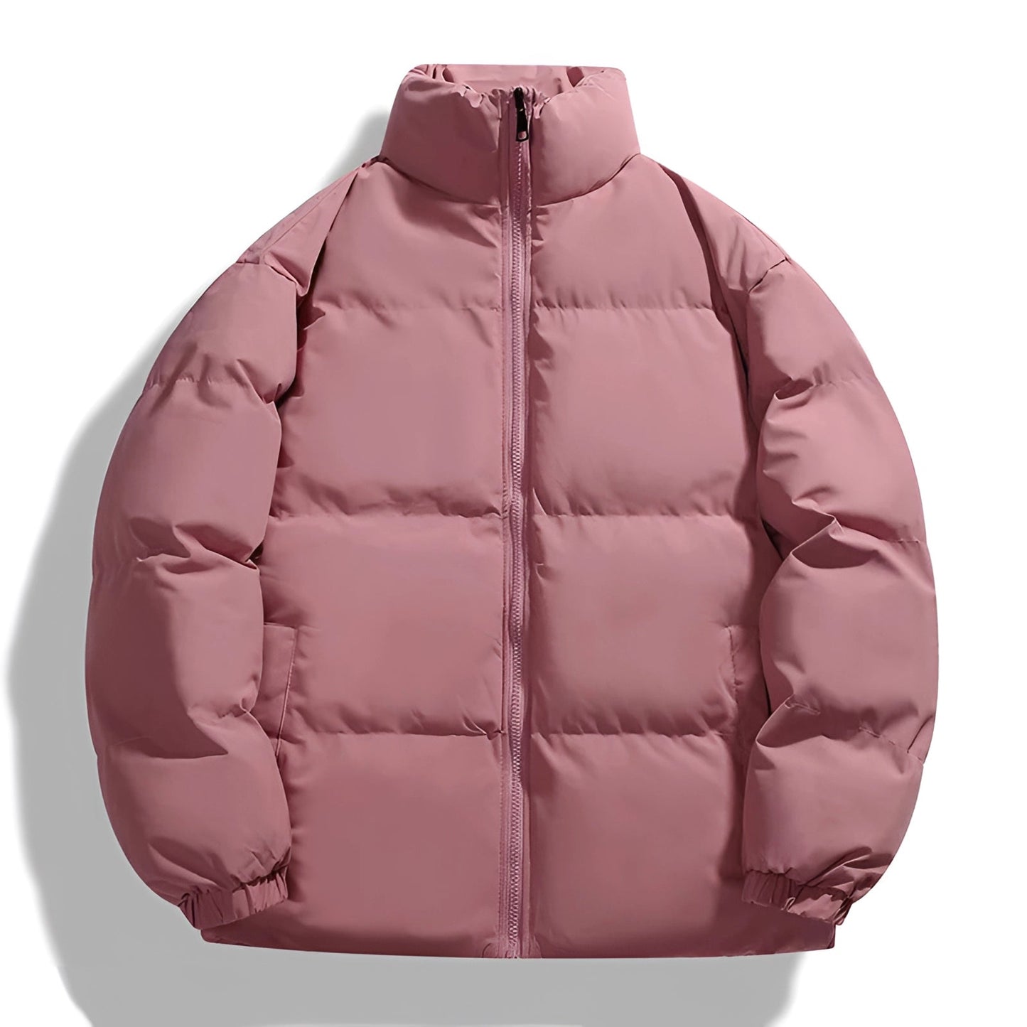 Men's Down Puffer Jacket Ivory High Collar Insulated