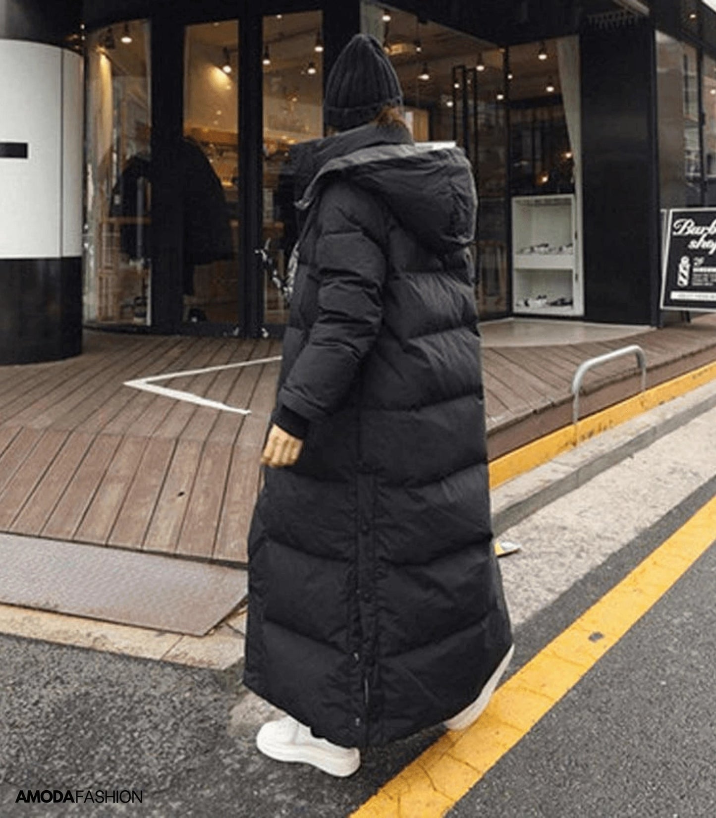 Women's Long Black Puffer Coat Quilted Full-Length - Vonnera