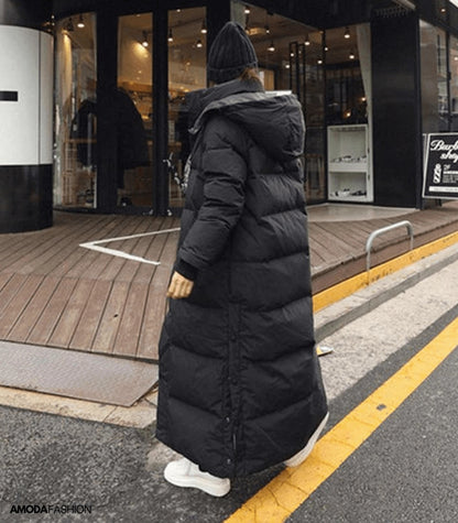 Women's Long Black Puffer Coat Quilted Full-Length - Vonnera