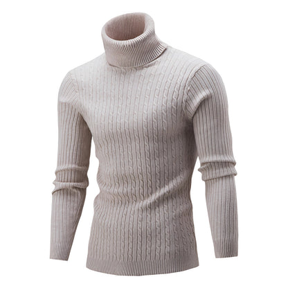 Women's Cable Knit Turtleneck Sweater Thick Wool Black