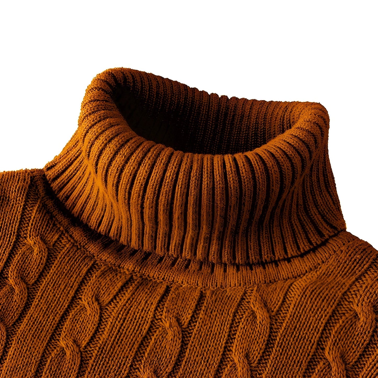 Women's Cable Knit Turtleneck Sweater Thick Wool Black