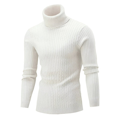 Women's Cable Knit Turtleneck Sweater Thick Wool Black