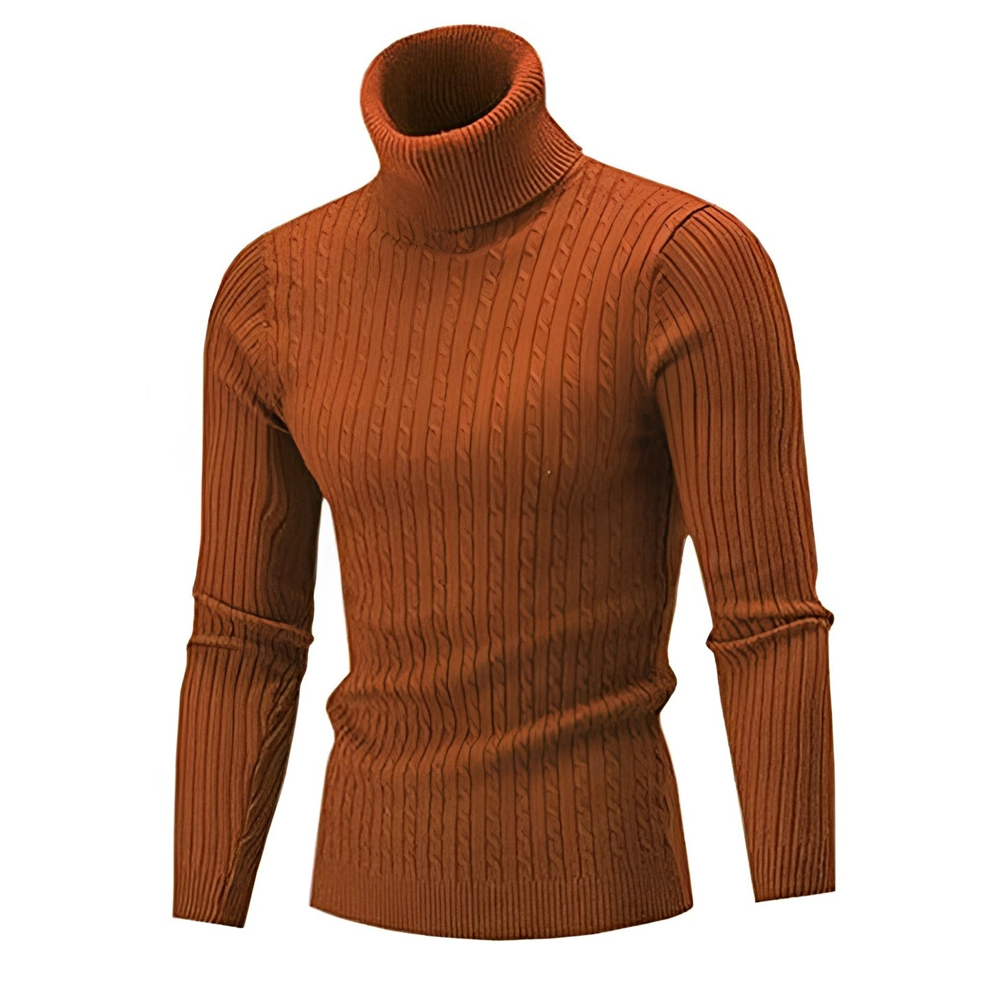 Women's Cable Knit Turtleneck Sweater Thick Wool Black
