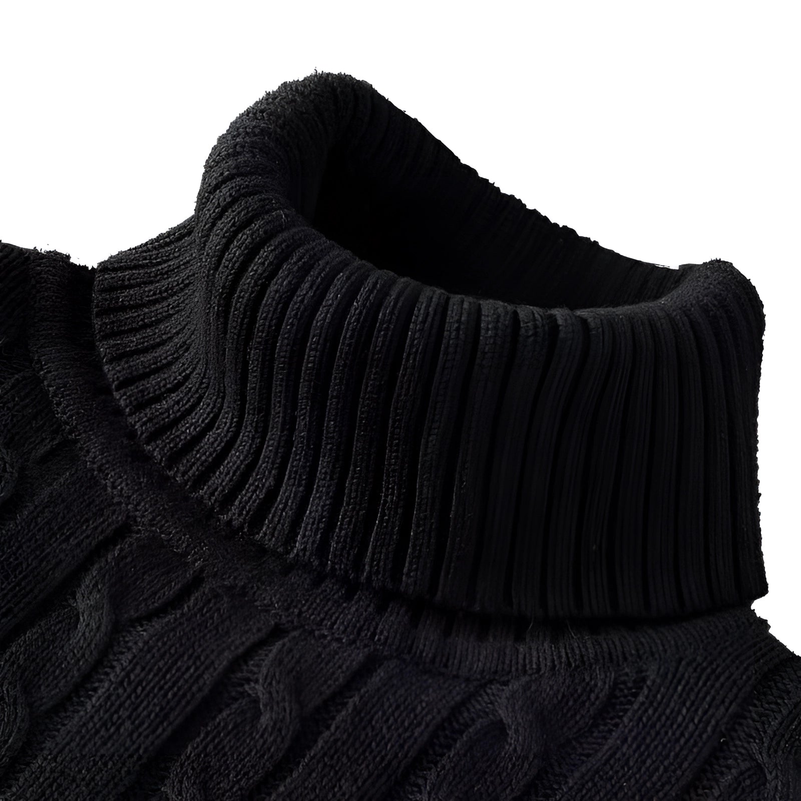 Women's Cable Knit Turtleneck Sweater Thick Wool Black - Vonnera