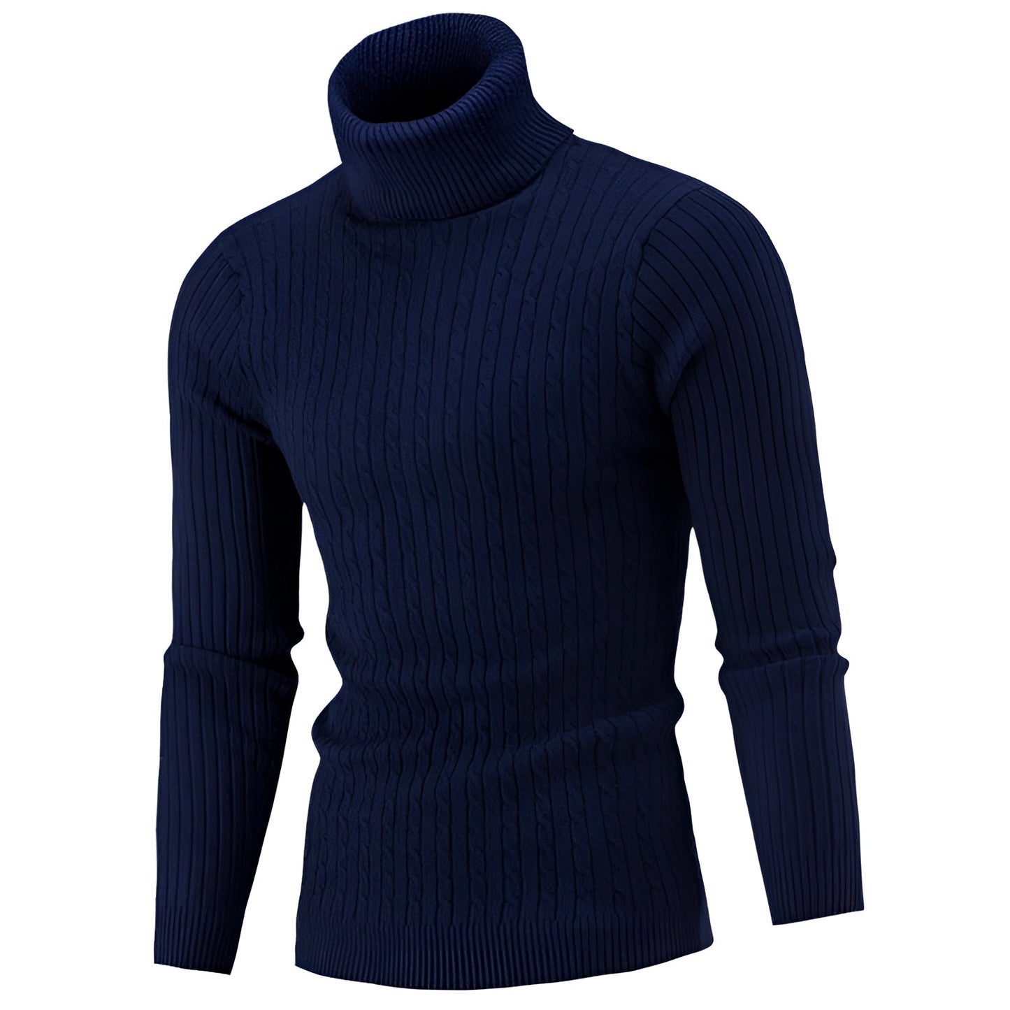 Women's Cable Knit Turtleneck Sweater Thick Wool Black