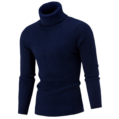 Women's Cable Knit Turtleneck Sweater Thick Wool Black