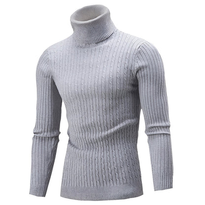 Women's Cable Knit Turtleneck Sweater Thick Wool Black