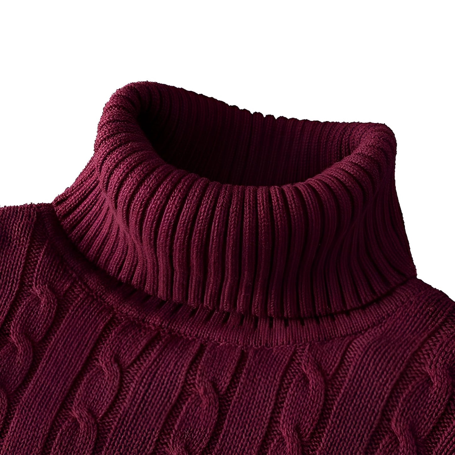 Women's Cable Knit Turtleneck Sweater Thick Wool Black