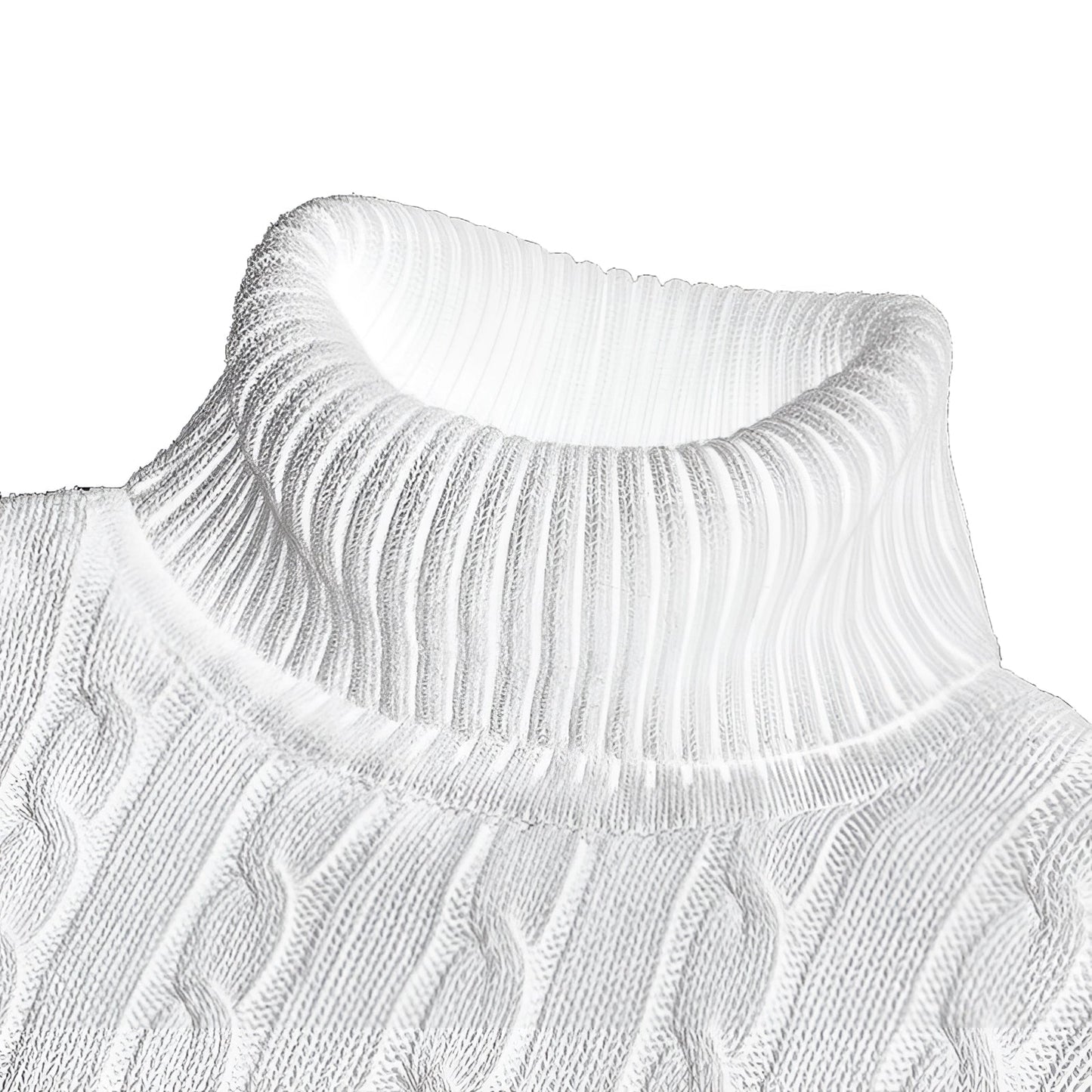 Women's Cable Knit Turtleneck Sweater Thick Wool Black