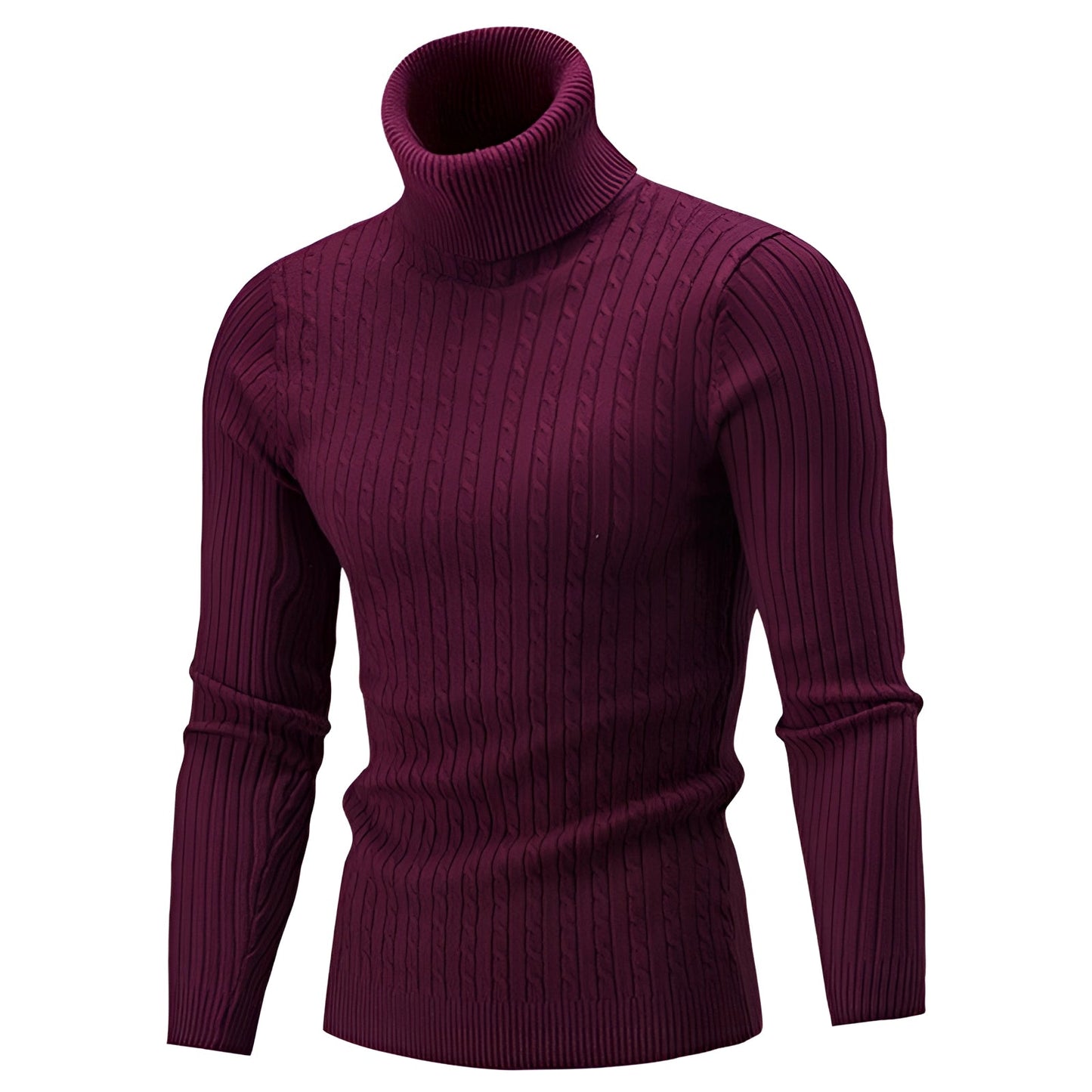 Women's Cable Knit Turtleneck Sweater Thick Wool Black