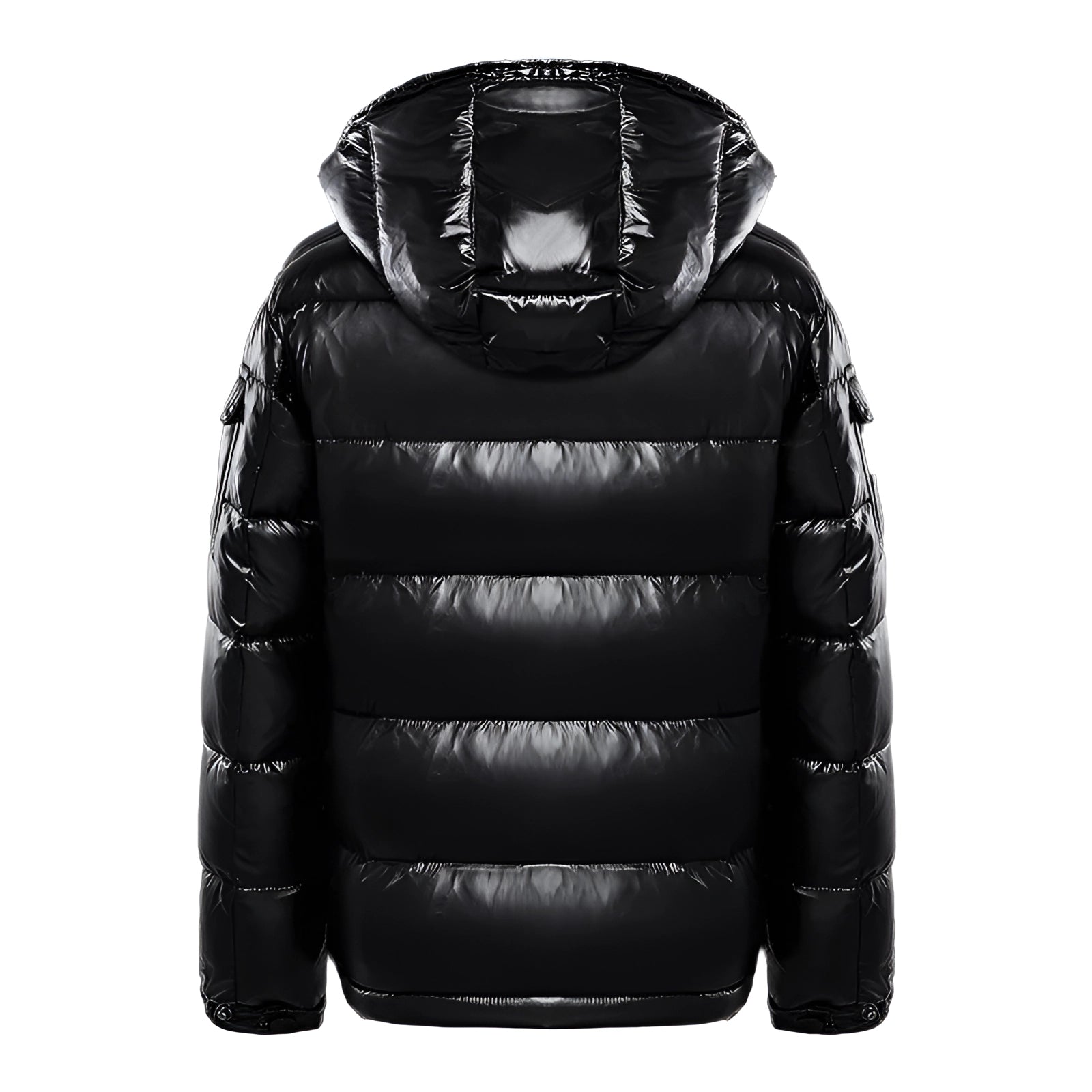 Men's Black Puffer Jacket Insulated Glossy Hooded - Vonnera