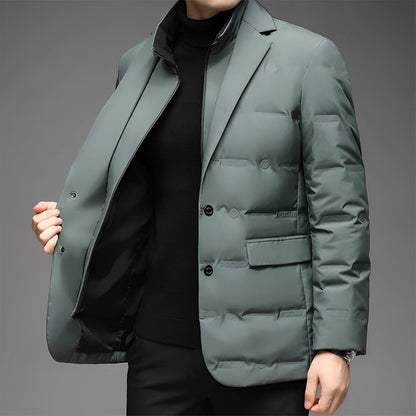 Men's Insulated Green Quilted Blazer Lightweight Padded - Vonnera