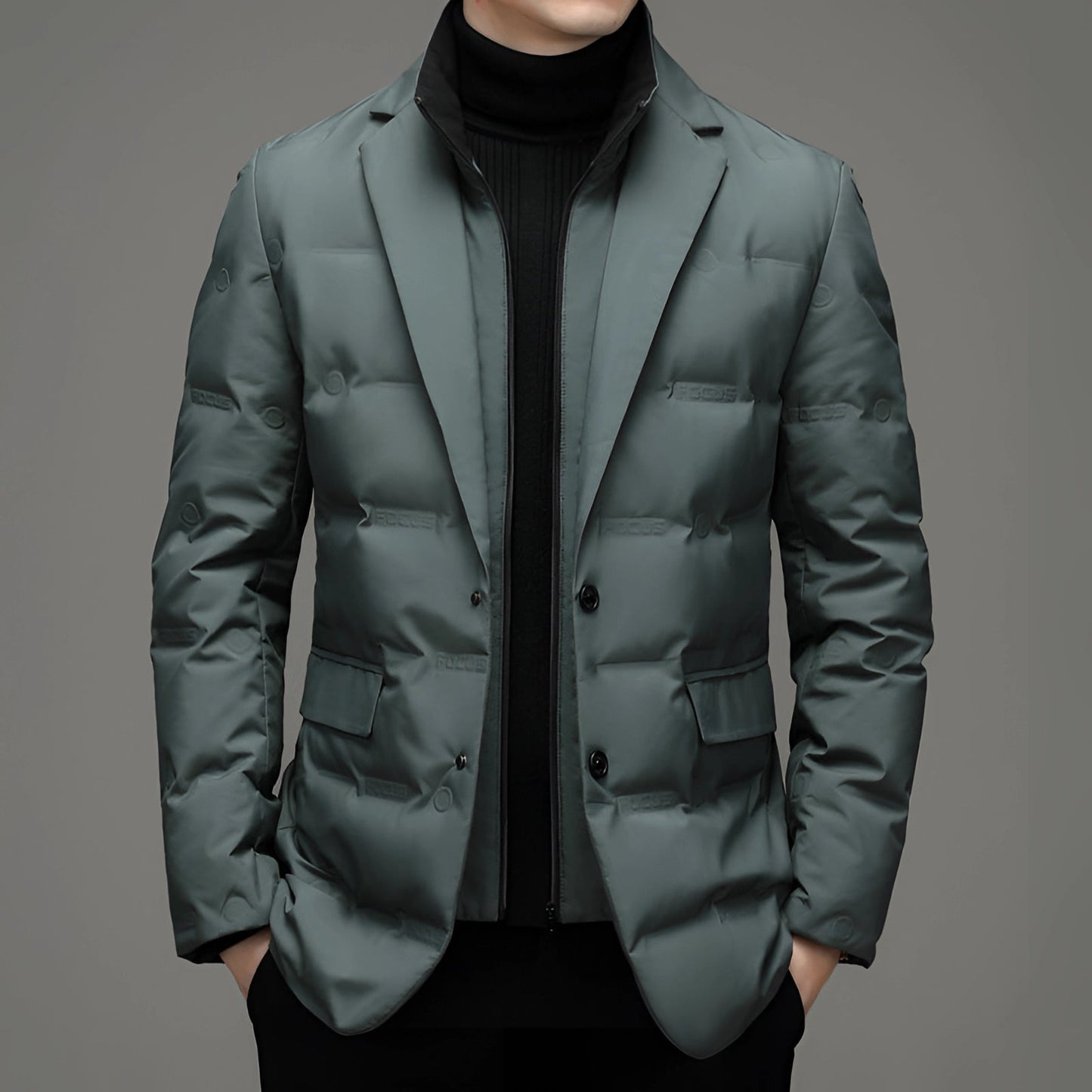 Men's Insulated Green Quilted Blazer Lightweight Padded