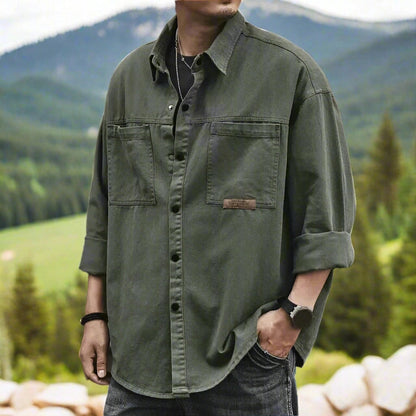 Men's Olive Green Cotton Military Jacket Lightweight
