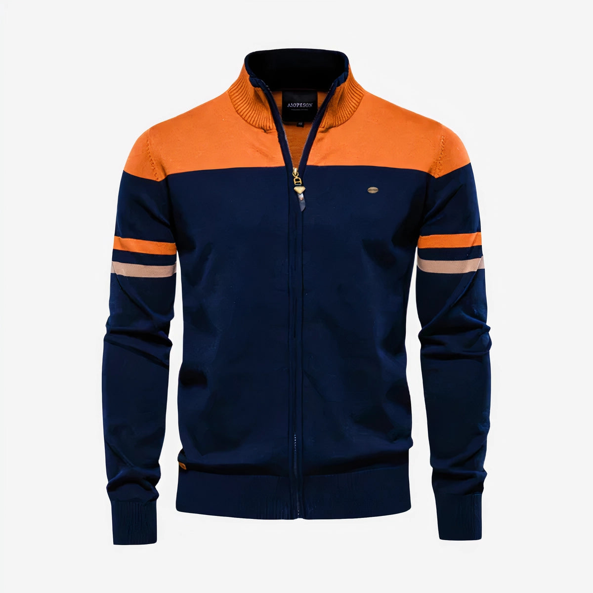 Men's Zip-Up Track Jacket Lightweight Two-Tone Orange Blue - Vonnera