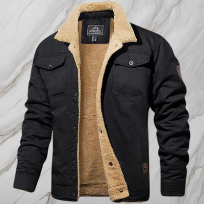 Men's Sherpa Lined Bomber Jacket Black Fleece - Vonnera