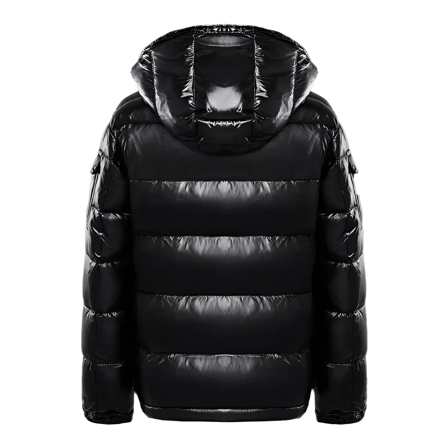 Men's Hooded Puffer Jacket Insulated Glossy Black - Vonnera