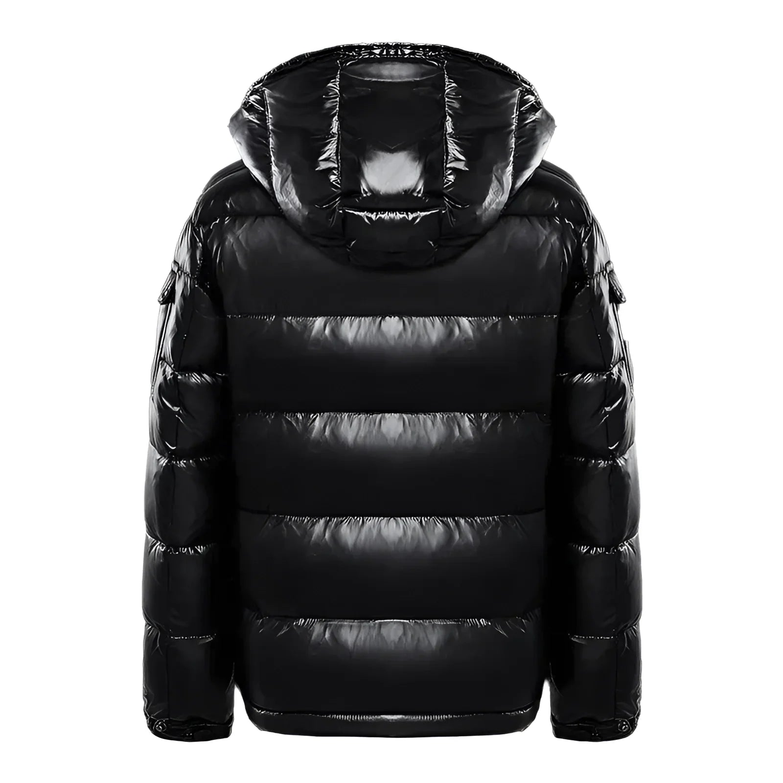 Men's Hooded Puffer Jacket Insulated Glossy Black - Vonnera