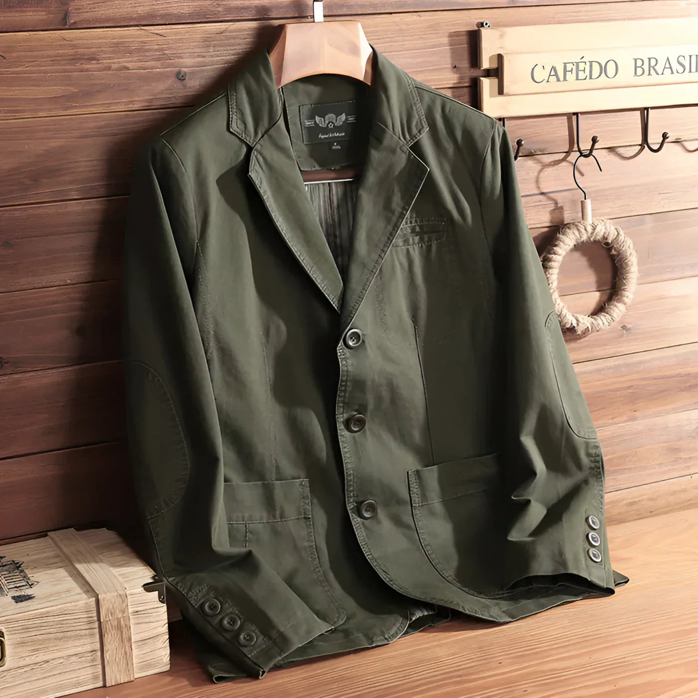 Men's Olive Green Blazer Lightweight Casual - Vonnera