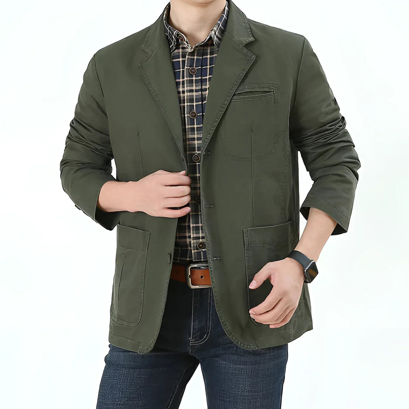 Men's Olive Green Blazer Lightweight Casual