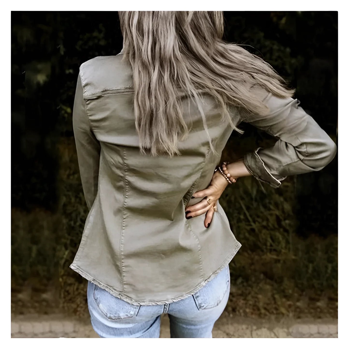 Women's Slim Fit Olive Green Utility Jacket