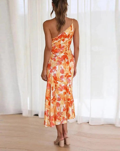 Women's Maxi Dress Asymmetrical Floral Print