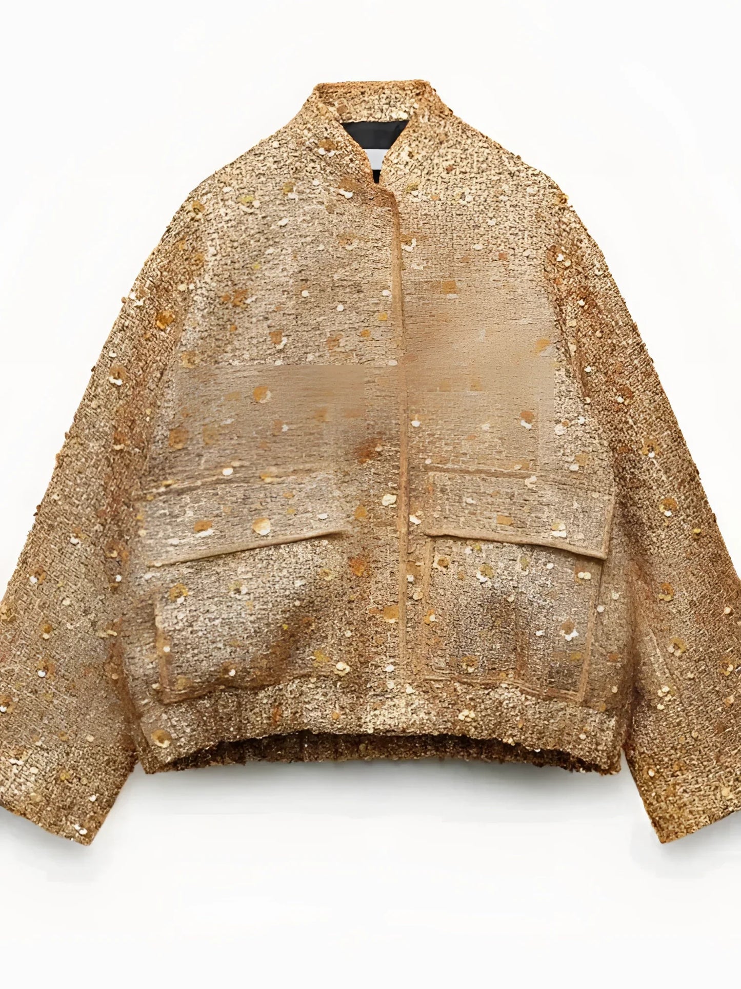 Women's Gold Metallic Bomber Jacket