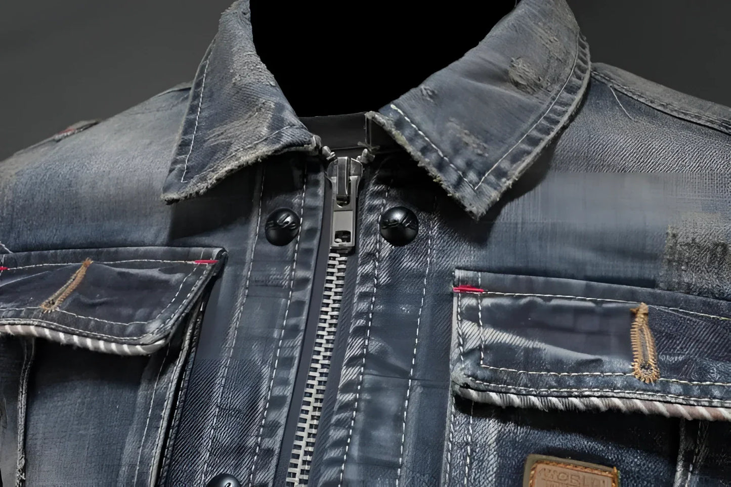 Men's Slim Fit Distressed Denim Jacket Blue