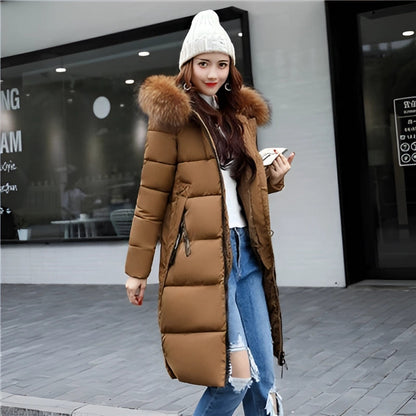 Women's Insulated Puffer Coat Faux Fur Hood Black