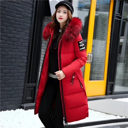 Women's Insulated Puffer Coat Faux Fur Hood Black