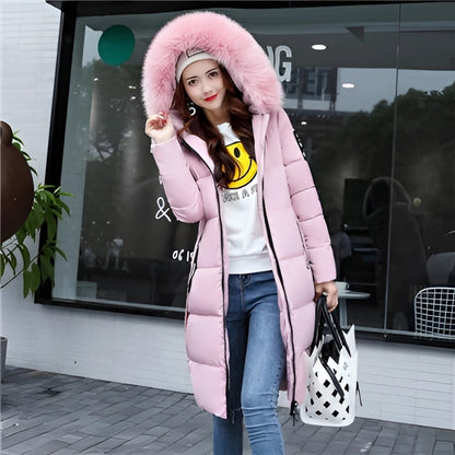 Women's Insulated Puffer Coat Faux Fur Hood Black