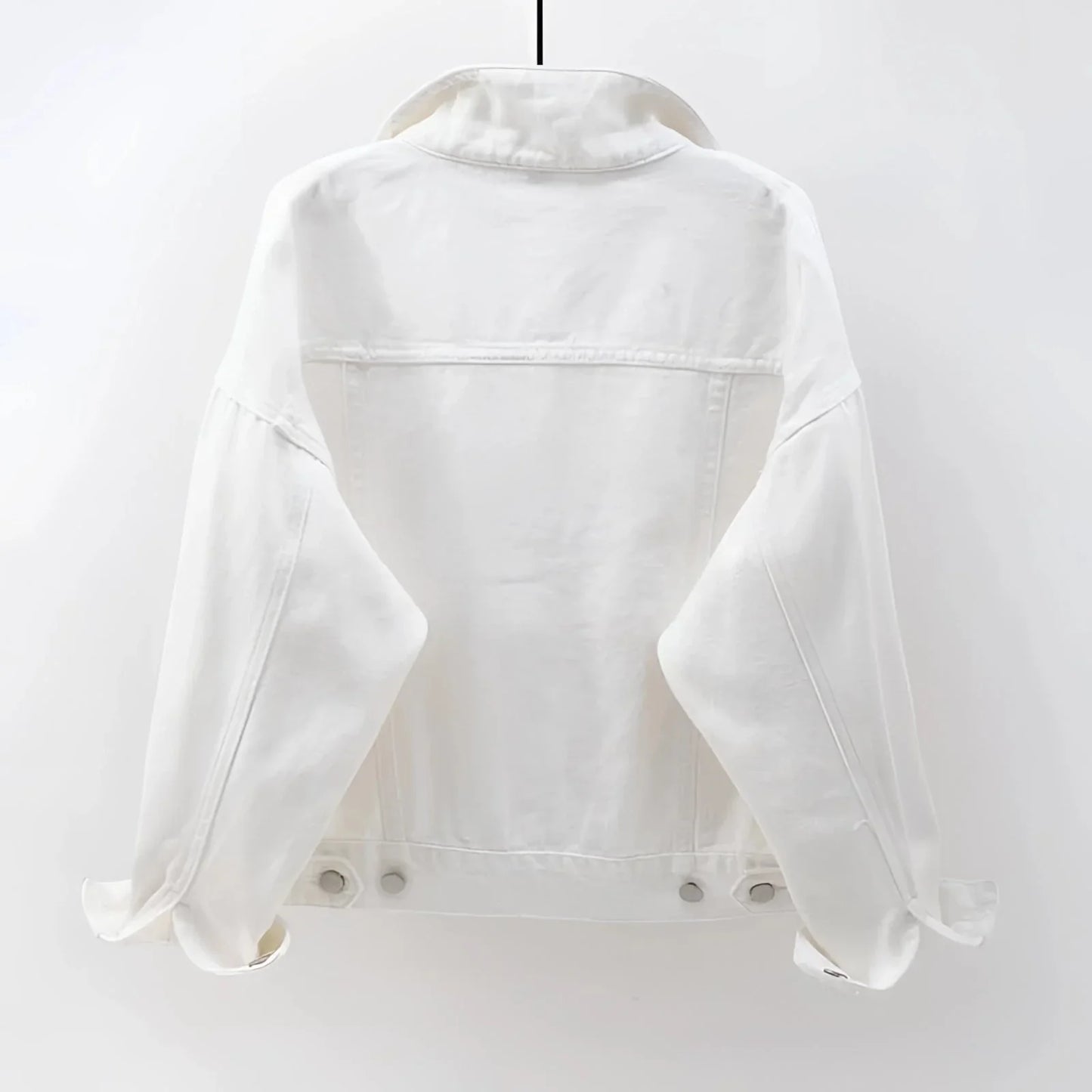 Women's White Denim Jacket Lightweight Casual - Vonnera