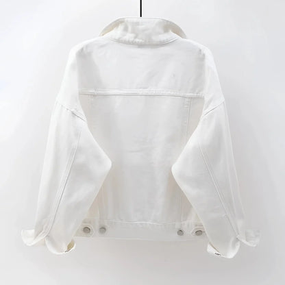 Women's White Denim Jacket Lightweight Casual - Vonnera