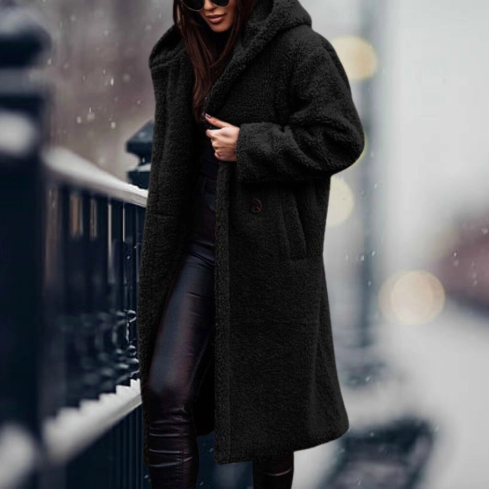 Women's Teddy Coat Faux Sheepskin Blue Oversized