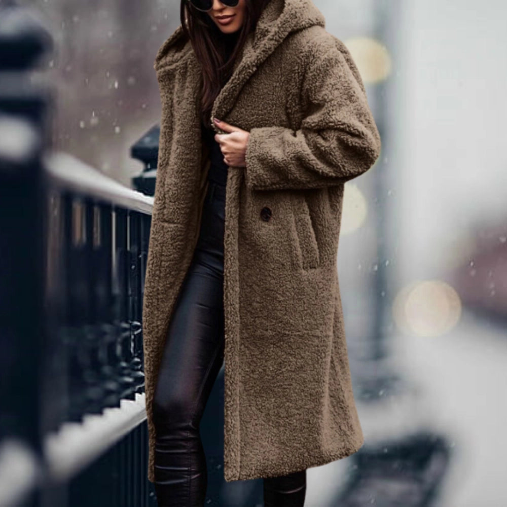 Women's Teddy Coat Faux Sheepskin Blue Oversized