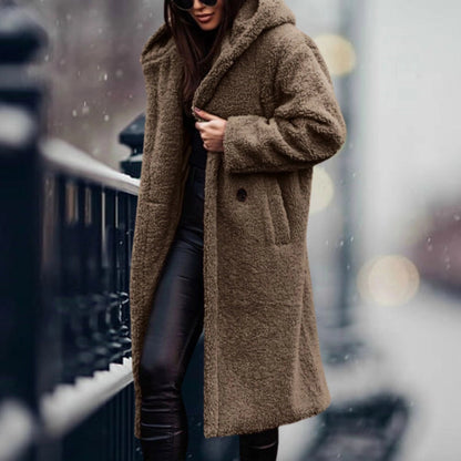 Women's Teddy Coat Faux Sheepskin Blue Oversized