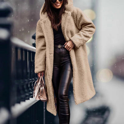 Women's Teddy Coat Faux Sheepskin Blue Oversized