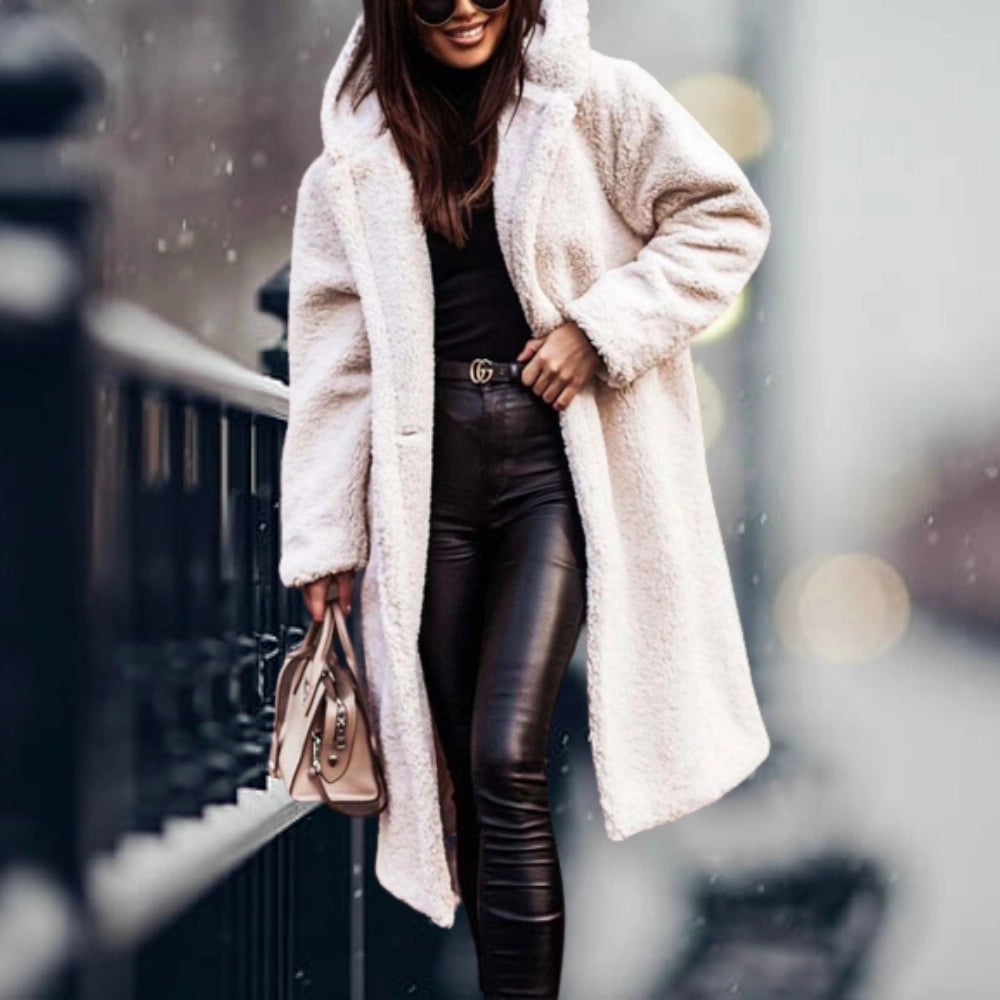Women's Teddy Coat Faux Sheepskin Blue Oversized