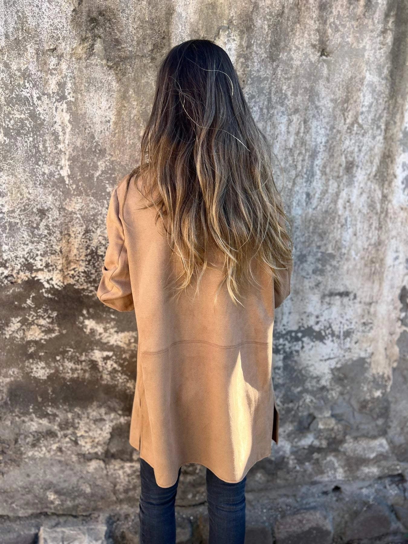 Women's Suede Blazer Tan Lightweight