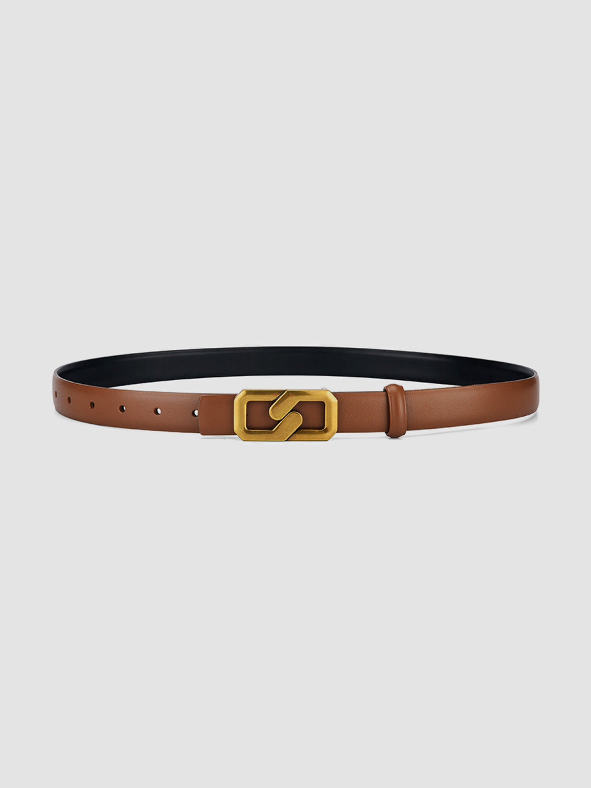 Women's Leather Belt Geometric Buckle