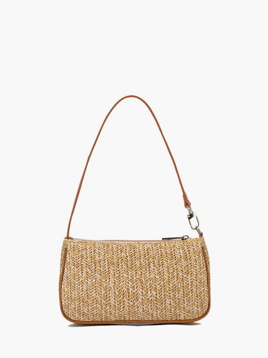 Women's Woven Straw Baguette Bag Zipper Closure - Vonnera