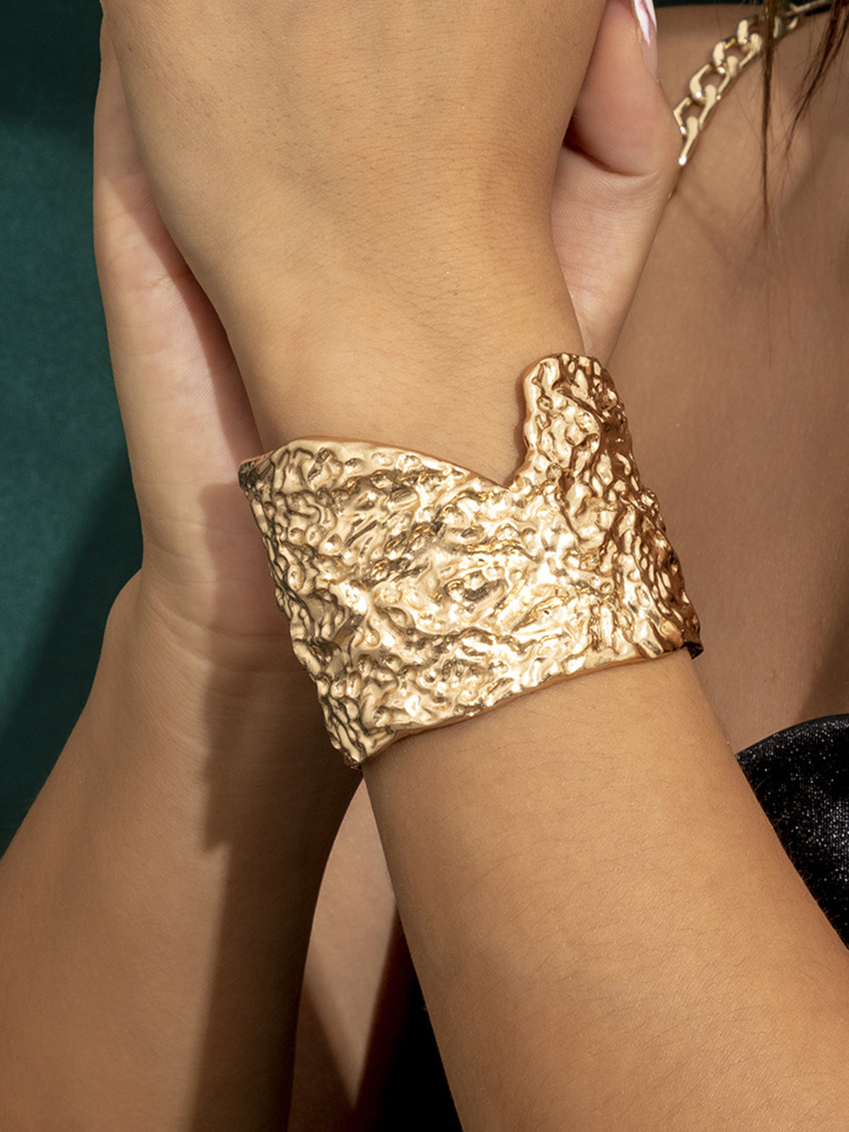 Women's Textured Metal Cuff Bracelet Adjustable - Vonnera