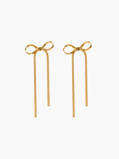 Metal Ribbon Bow Earrings