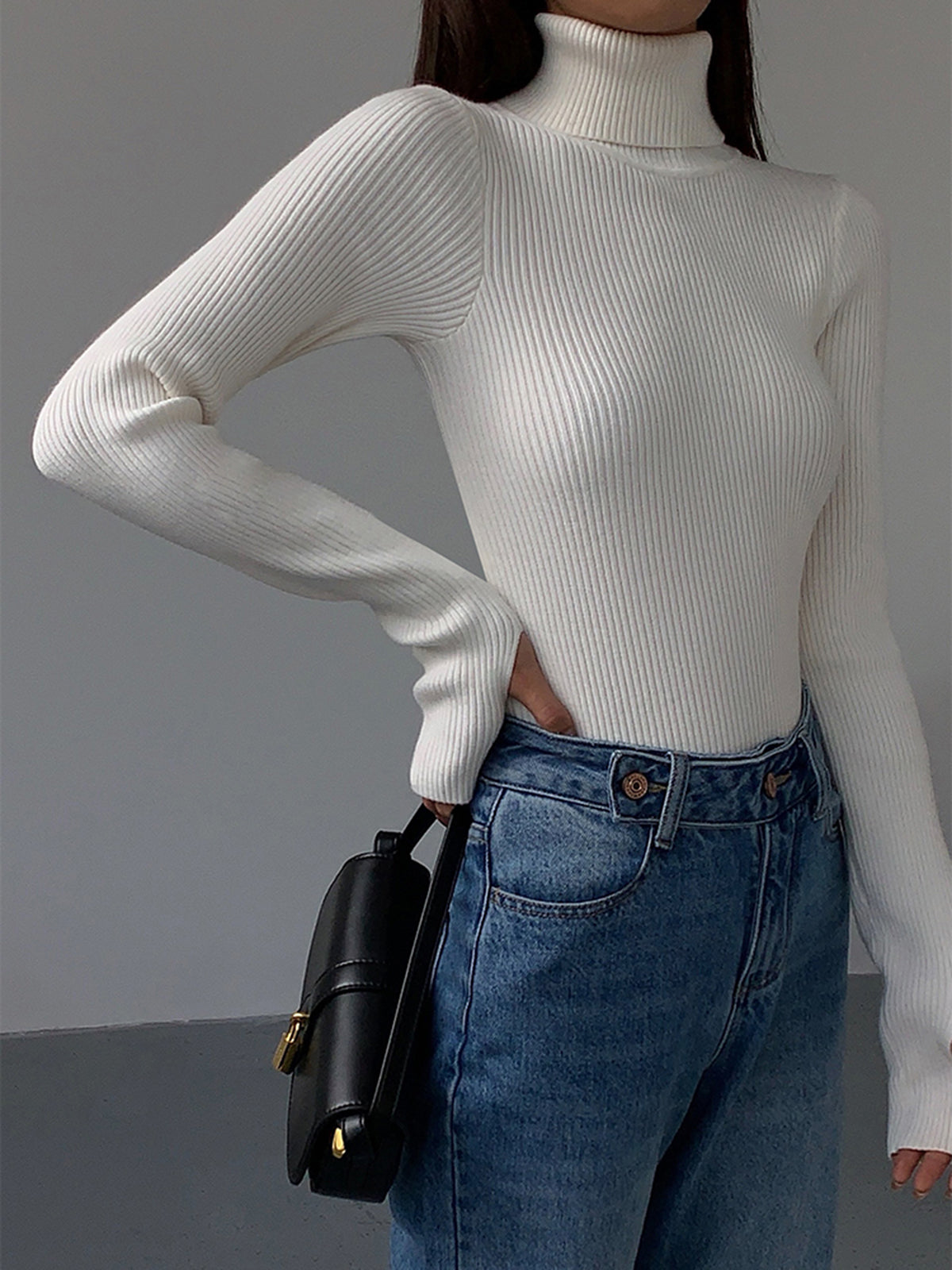 Hailey | Women’s Minimalist Slim Turtleneck Stretch Top