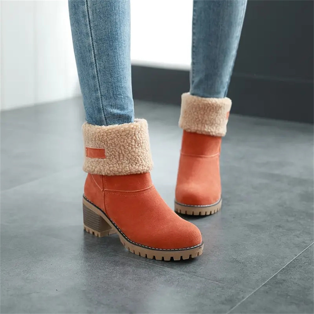 Women's Ankle Boots Rolled Collar Block Heel