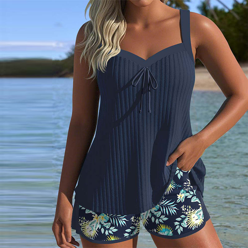Women's Tummy Control Striped Tankini Swimsuit - Vonnera